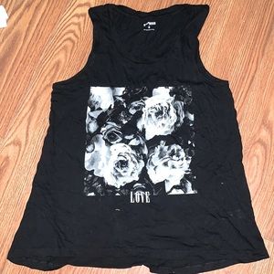 Express Black vintage tank top roses/love NWT